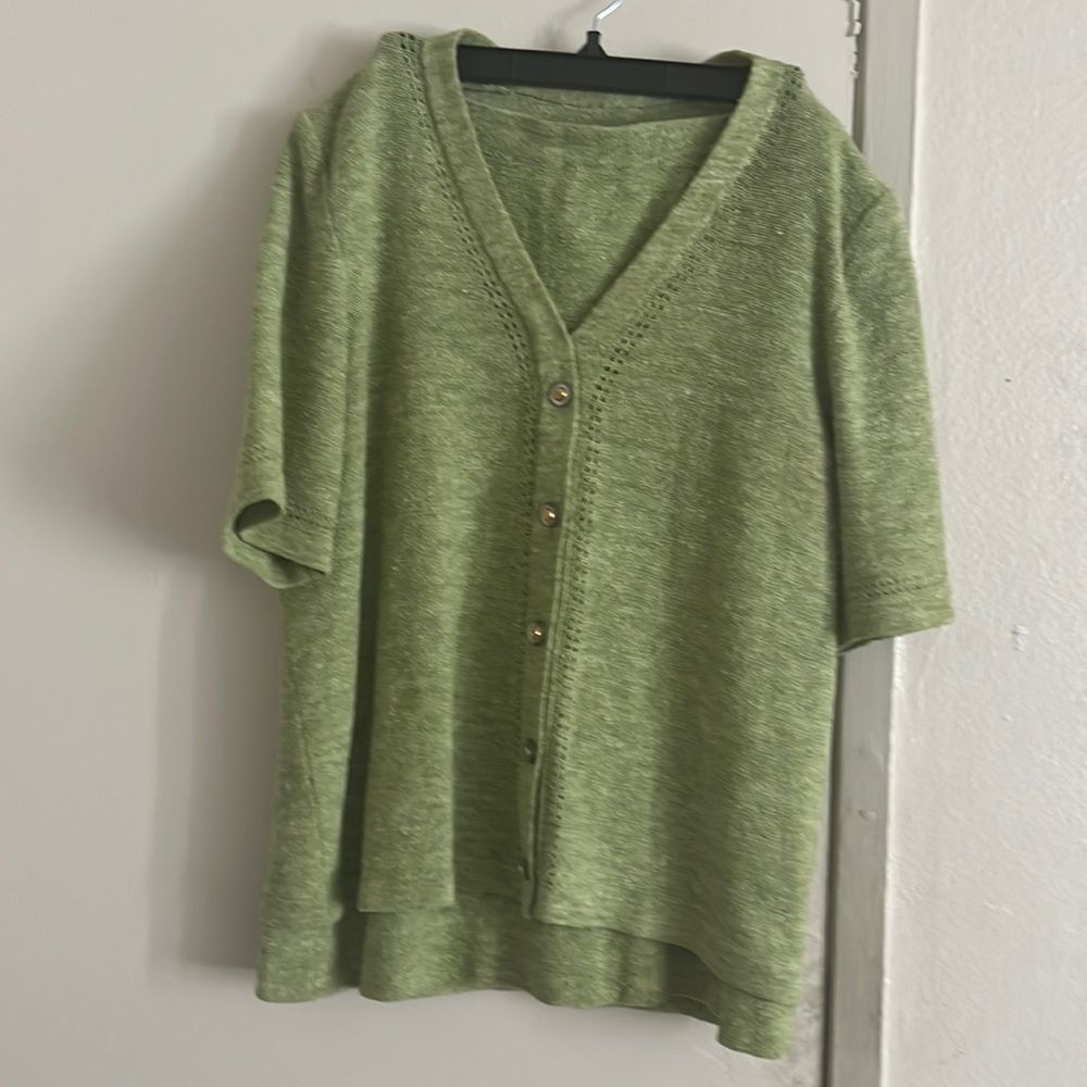 Green knitted skirt and top